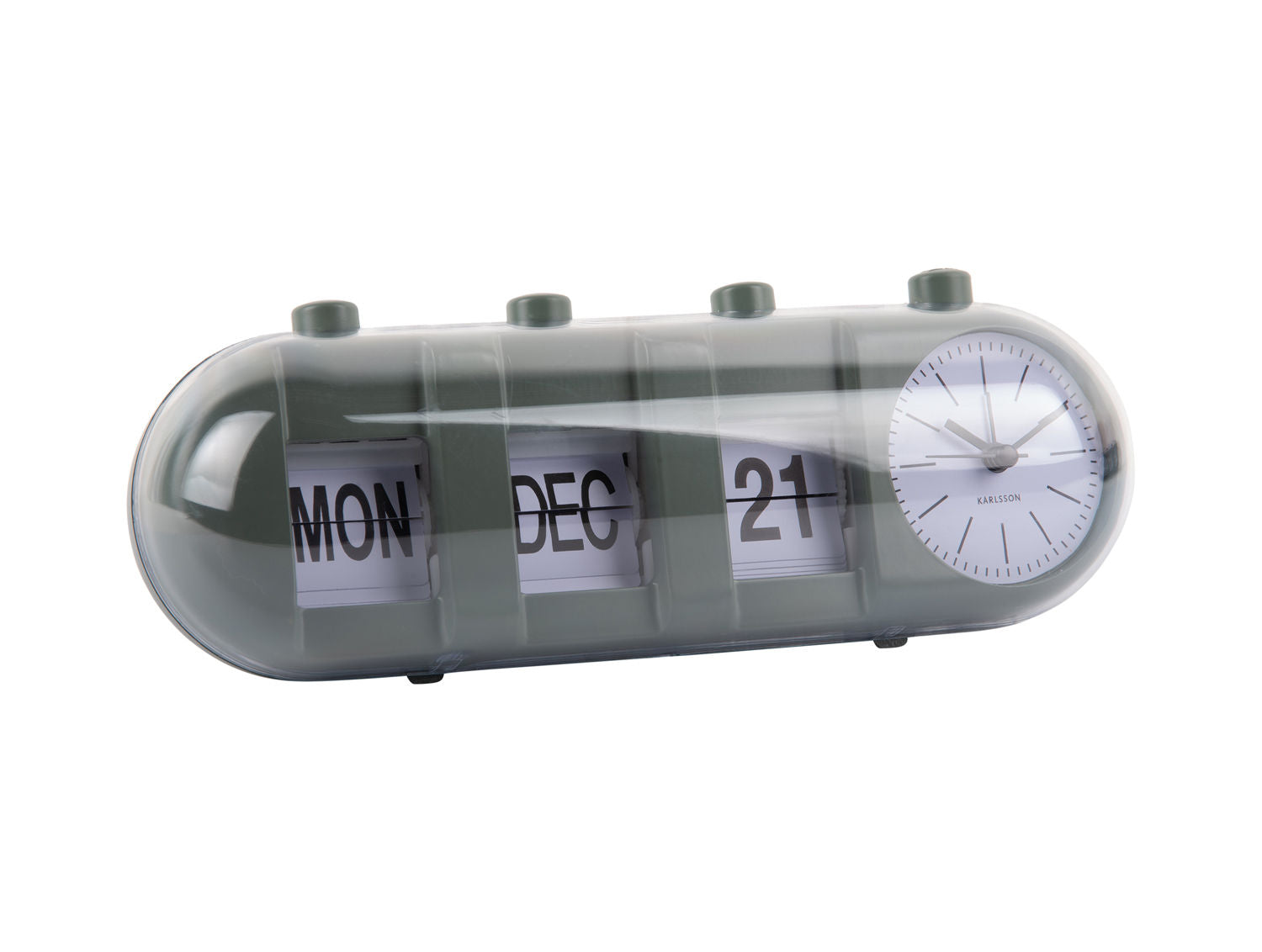 Karlsson Alarm clock Retro Tube Calendar Flip jungle green