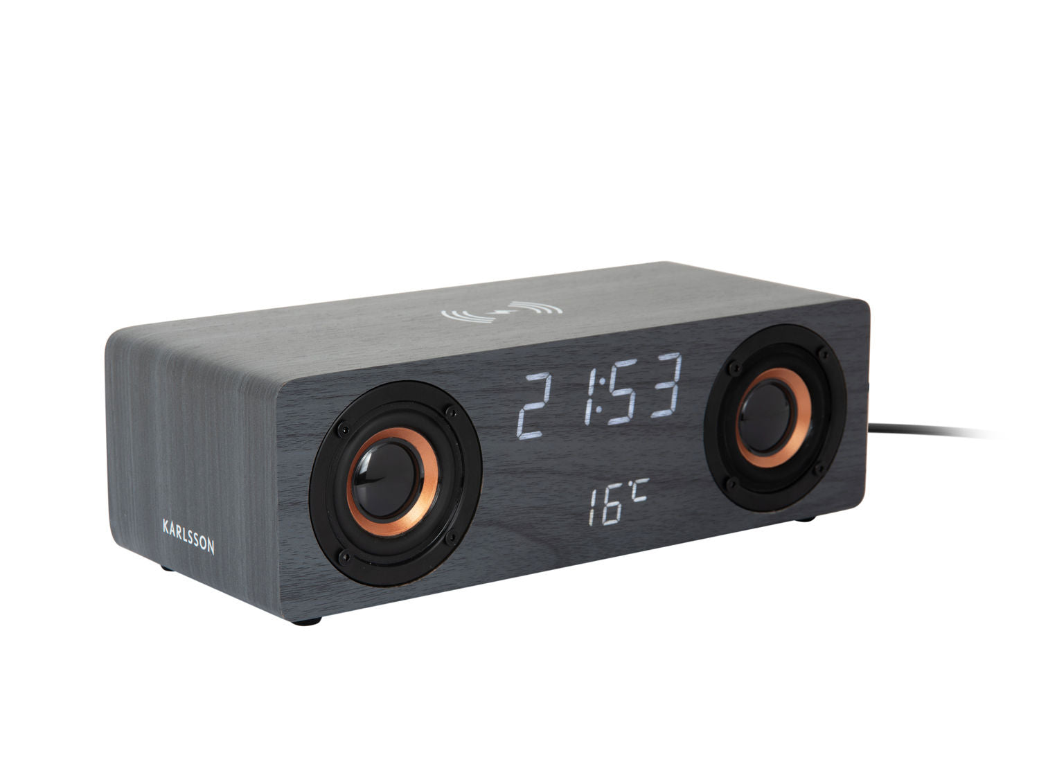 Karlsson Alarm clock Classic BT speaker Radio w. phone charger black