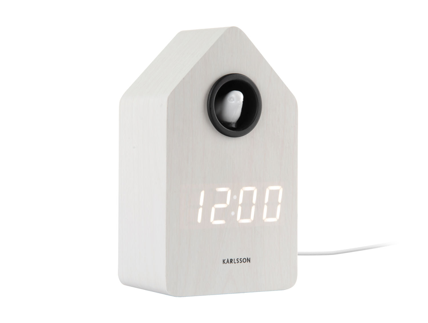 Karlsson Vækkeur Cuckoo LED hvid vask finer