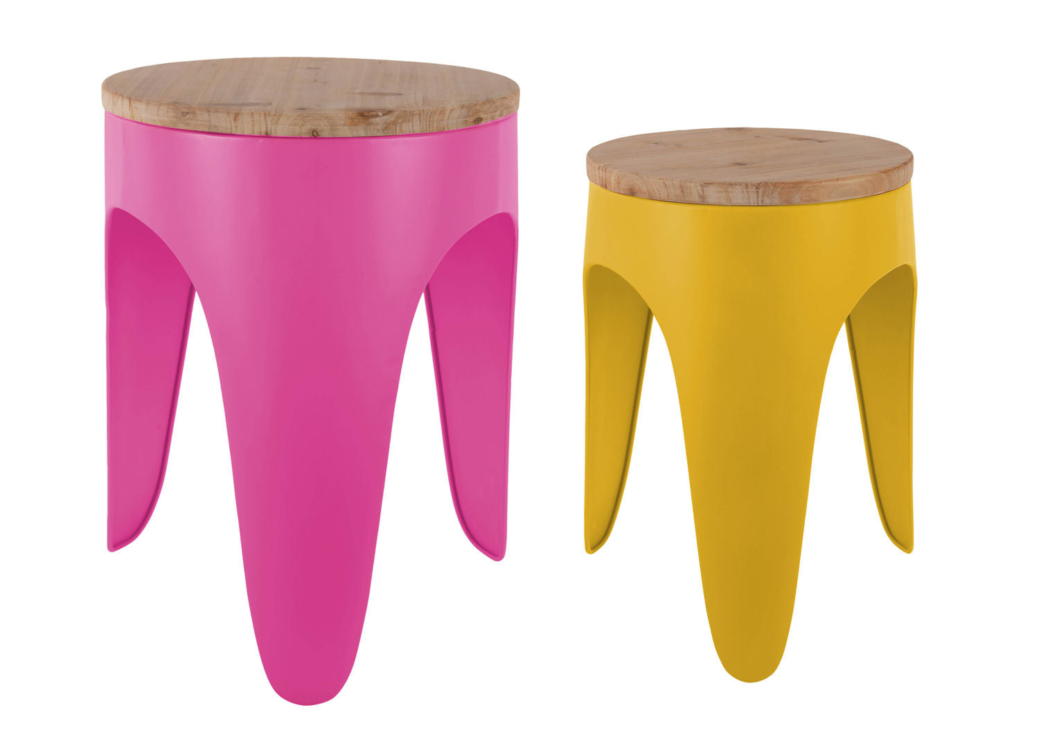 Leitmotiv Taburet set Double Funky bright pink & bright yellow