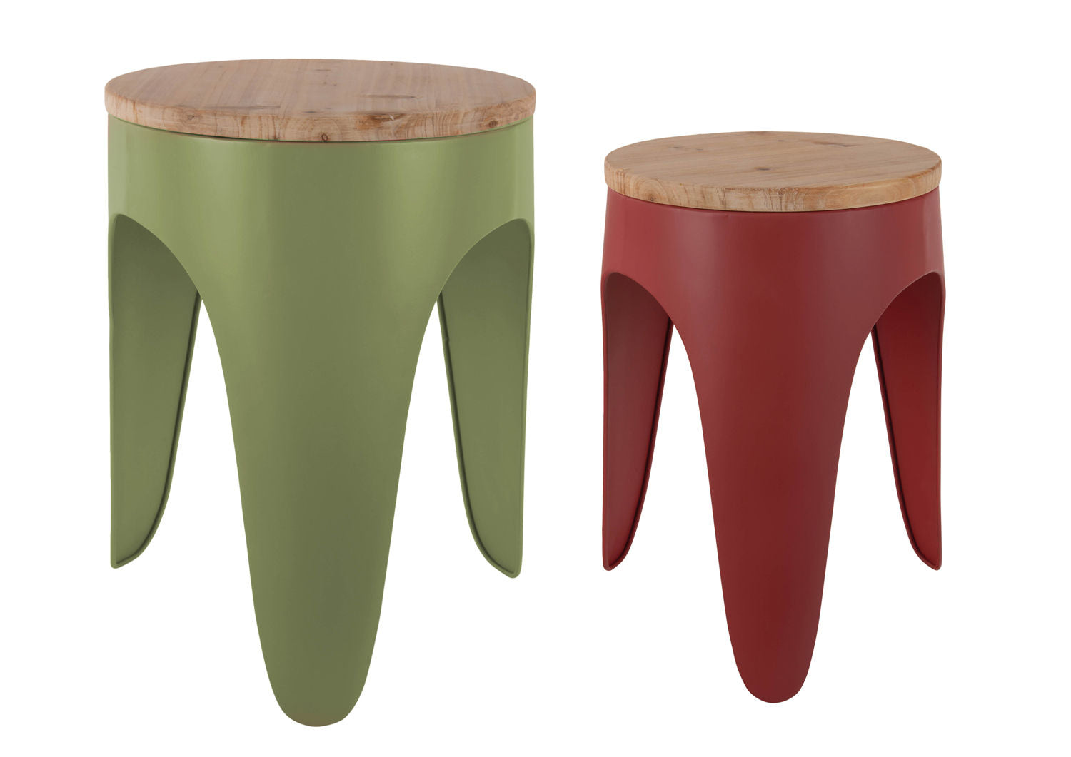 Leitmotiv Taburet sæt Double Funky army green & red ochre