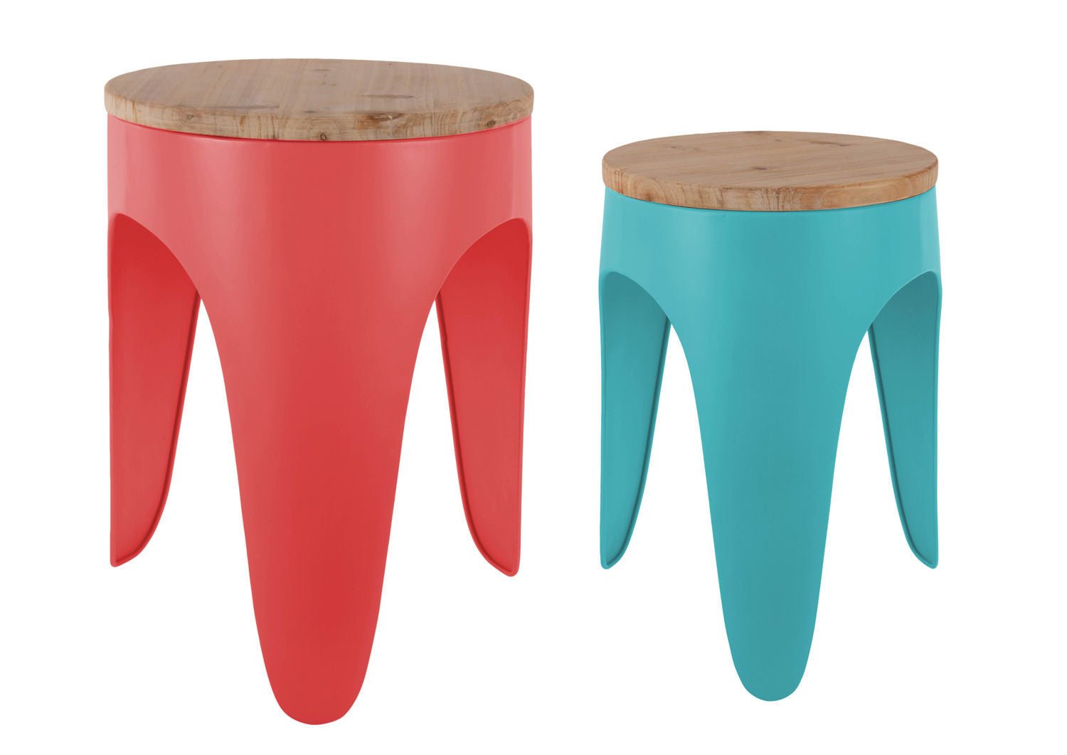 Leitmotiv Taburet sæt Double Funky scarlet red & turquoise blue