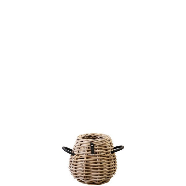 Mini pære rund Rattankurv - kubu - inkl. pose Ø21/30x29 cm