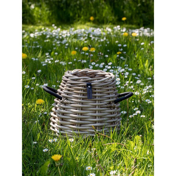 Mini pære rund Rattankurv - kubu - inkl. pose Ø21/30x29 cm