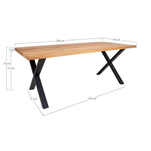 Montpellier Spisebord olieret eg med lige kant, forberedt til tillægsplader 95x200xh75 cm