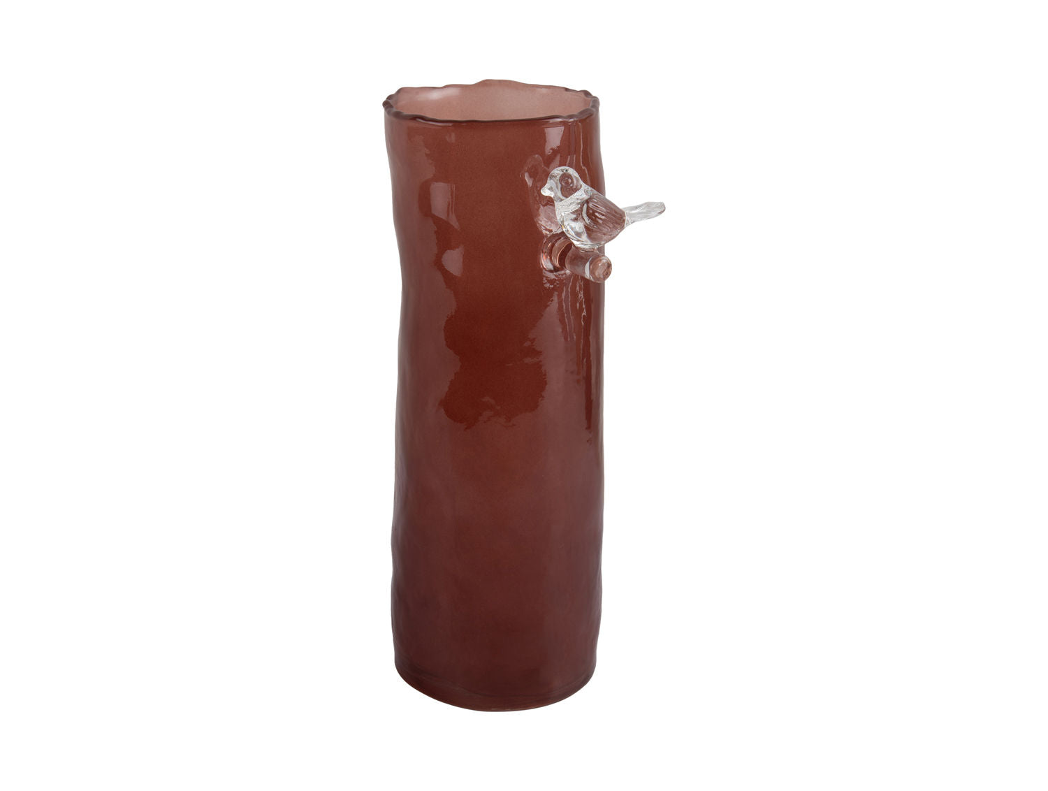 Present Time Vase Bird On Branch stor rød okker