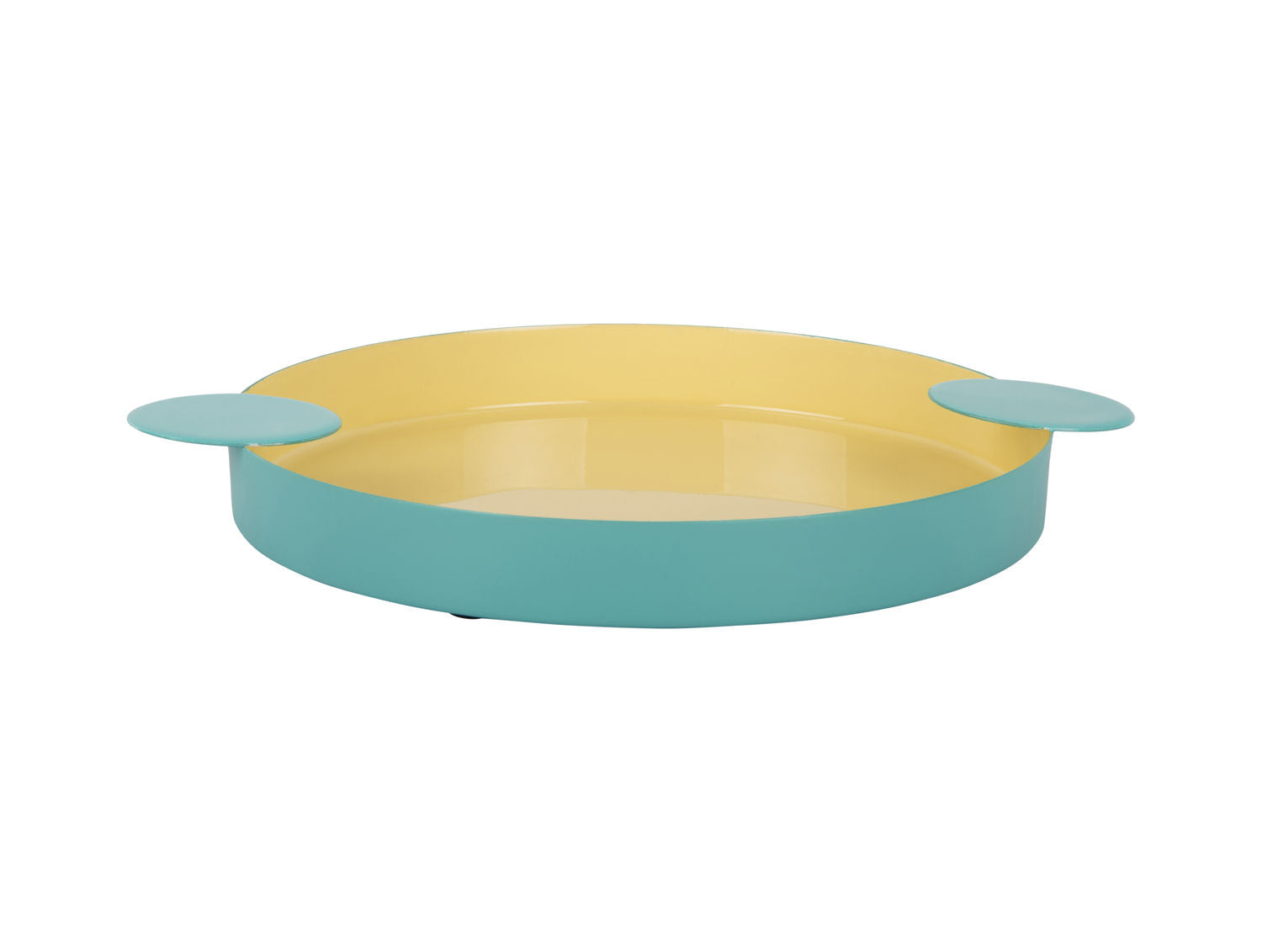 present time Tray Double Funky large soft yellow w. turquoise blue