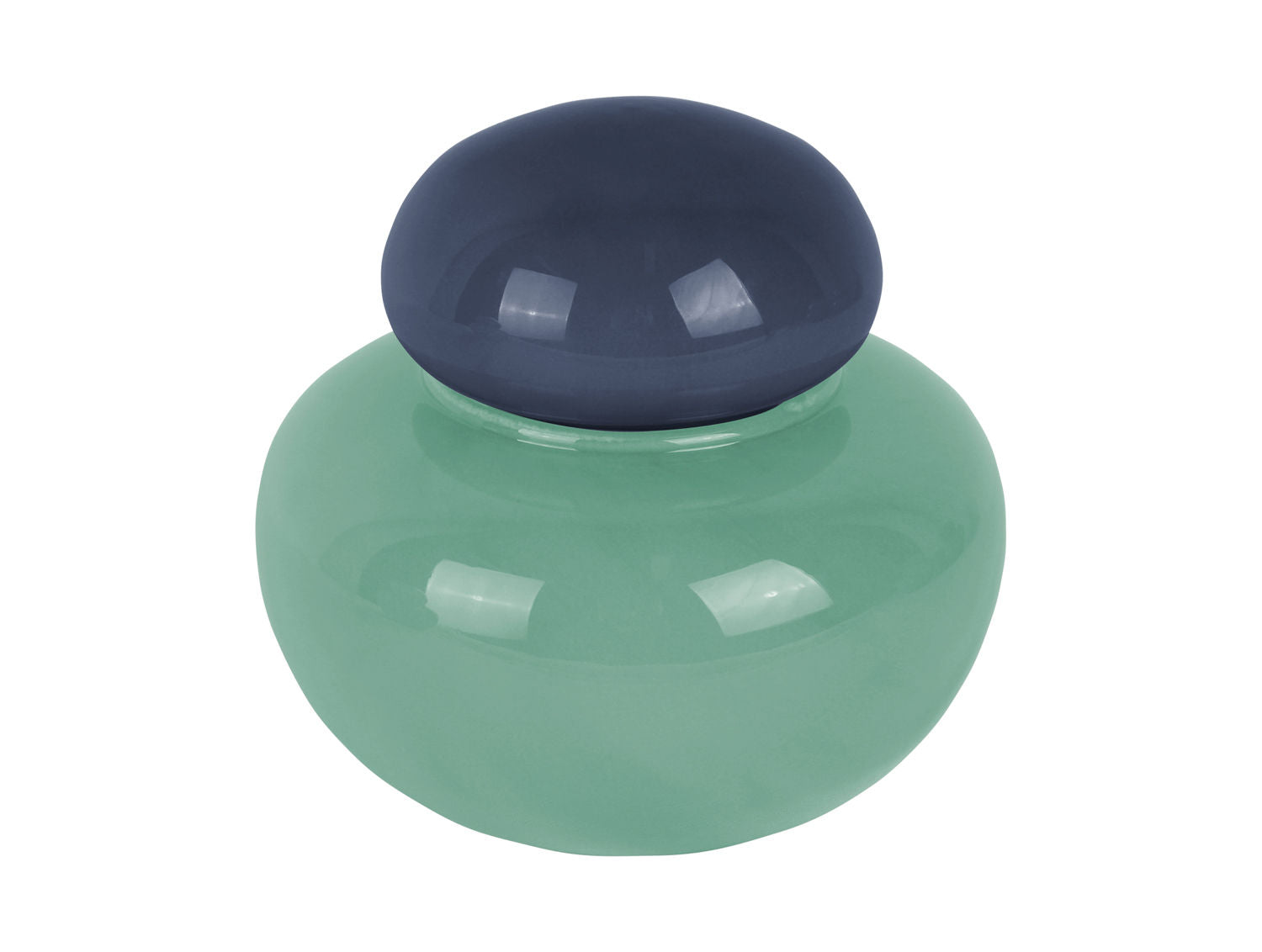 present time Vase Nuevo Dulce small soft blue w. dark blue lid