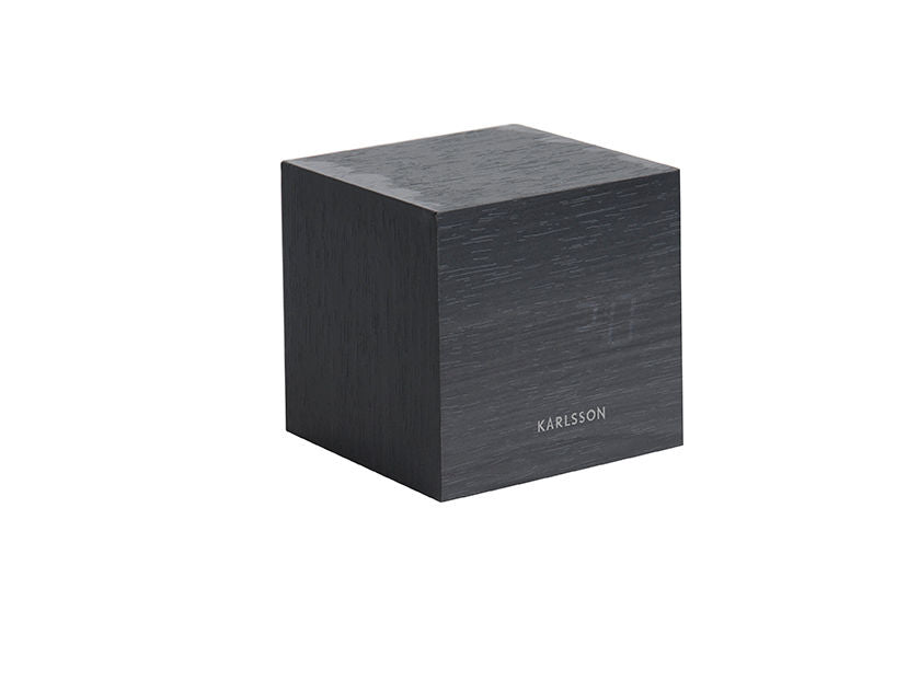 Karlsson Vækkeur Mini Cube sort finer, hvid LED