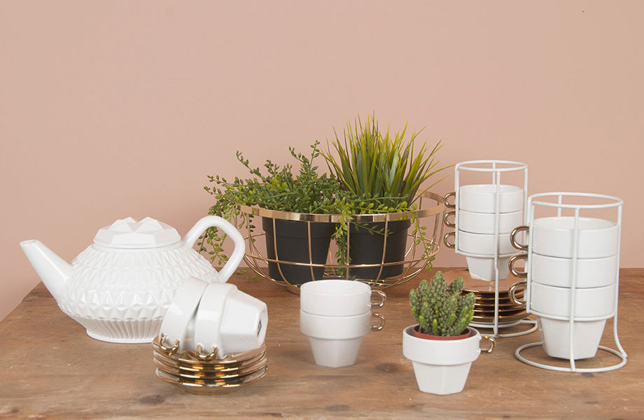 nutid Frugtkurv Open Grid metal guld