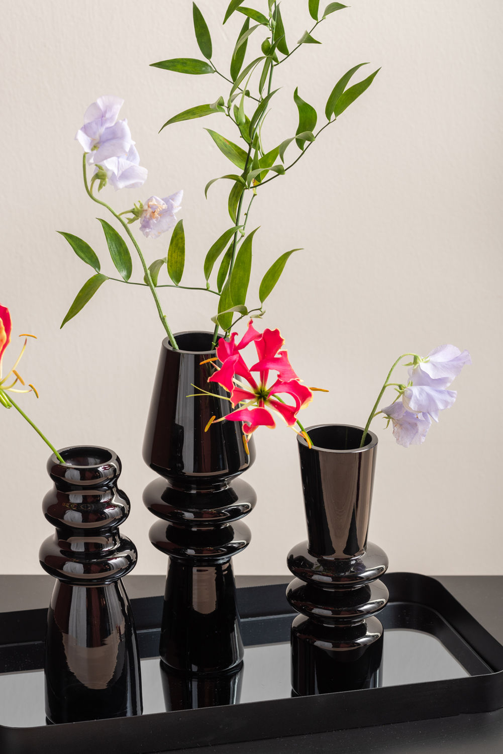 nuværende Vase Sparkle Cone glas sort