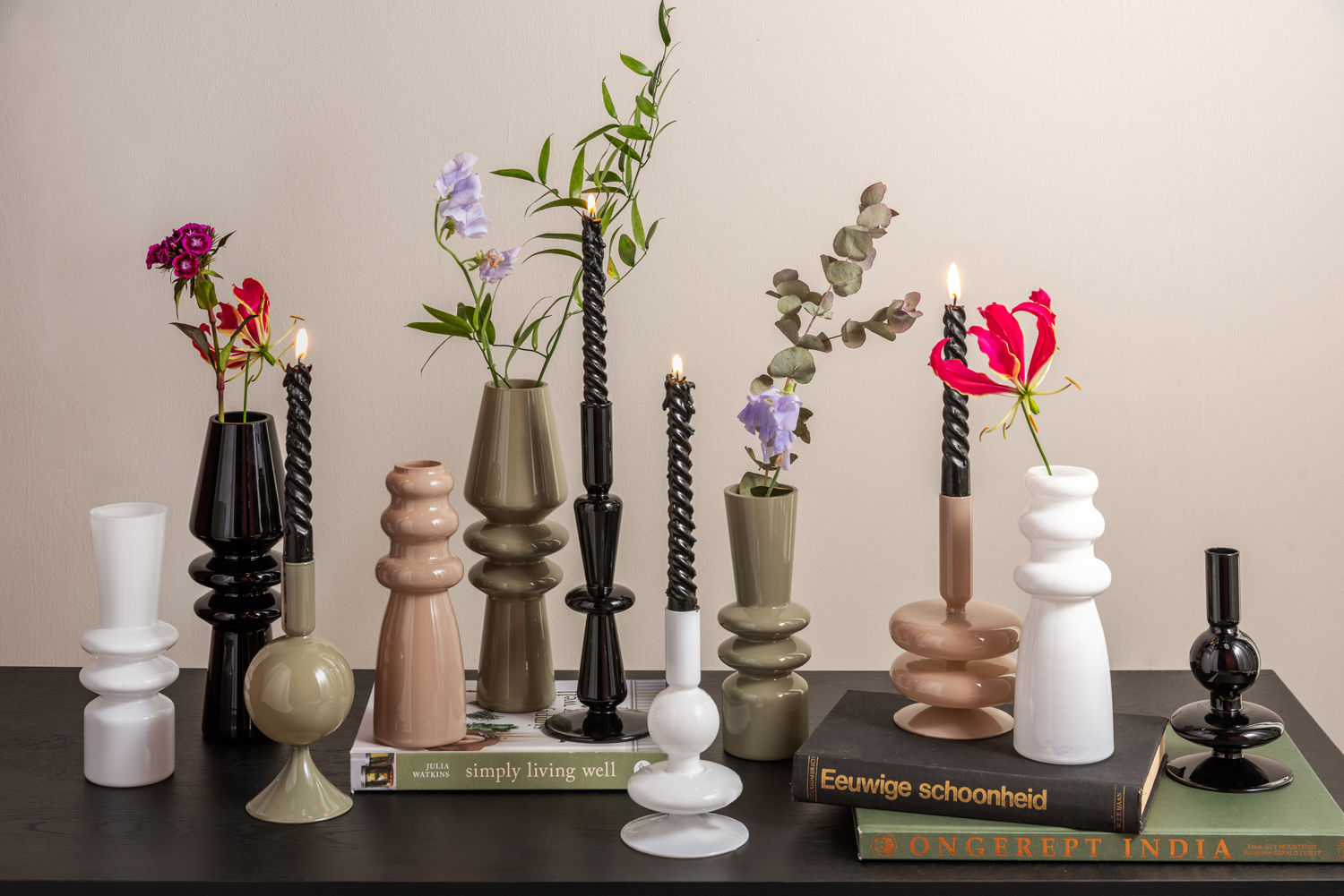 nuværende Vase Sparkle Cone glas sort