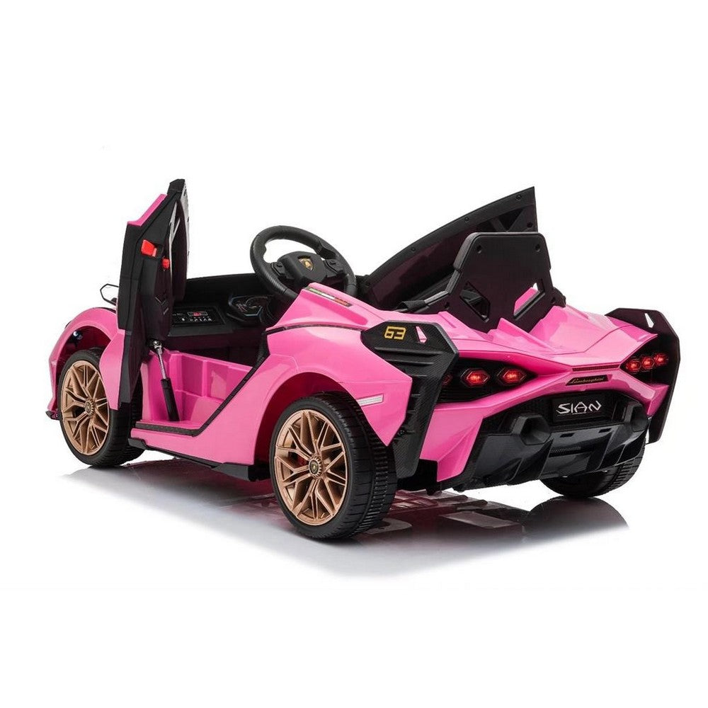 Lamborghini Sian med gummihjul 12V pink