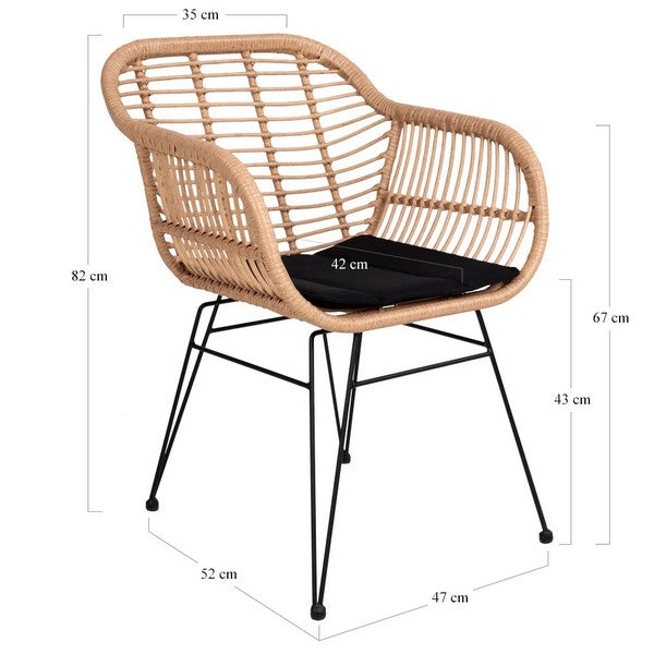 Trieste stol i polyrattan med hynde natur 82x57x41 cm
