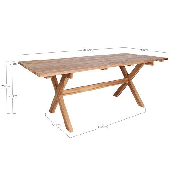Murcia Spisebord i genbrugsteak, natur, 200x90x75 cm