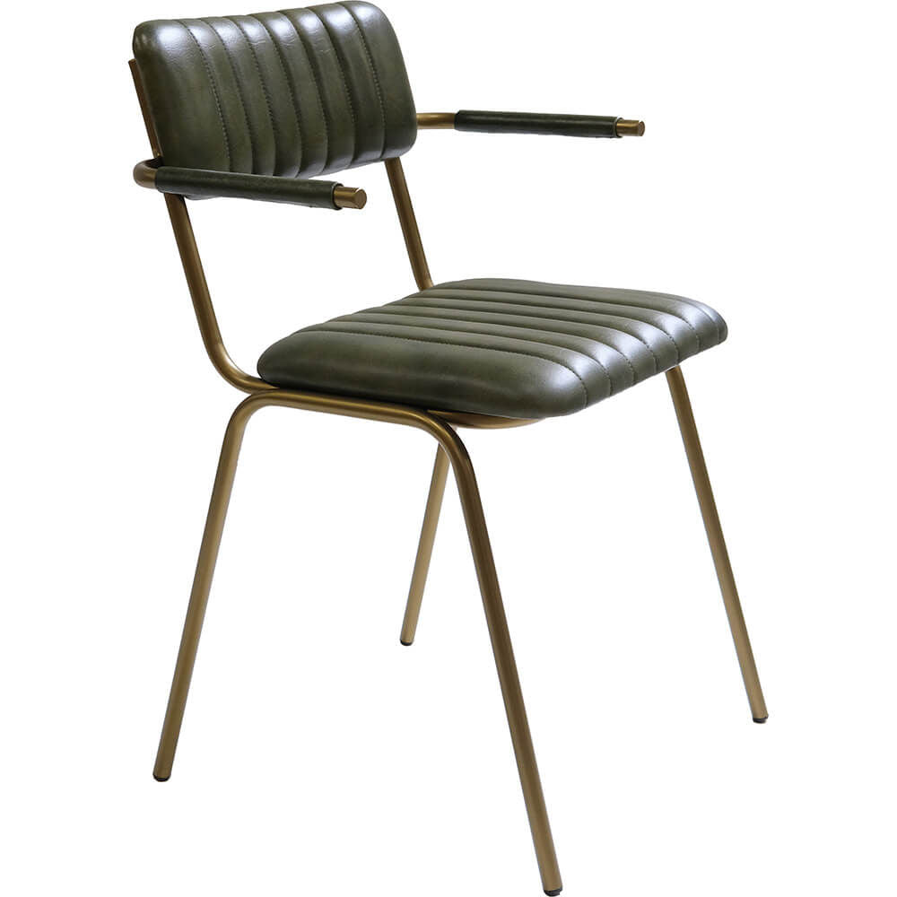 Trademark Living Diner spisebordsstol med armlæn - grøn/messing