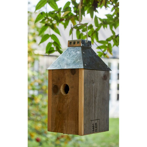 Galvaniseret Mini Birdy Sleep Fuglehus (genb træ) L17xB17xH33,5 cm