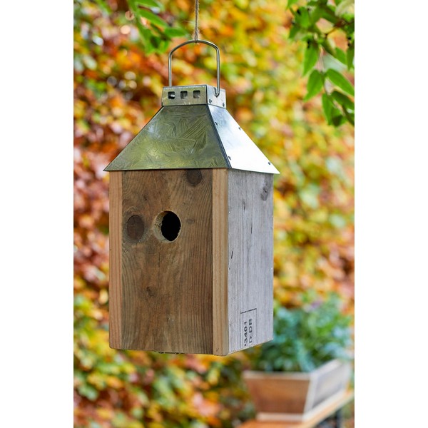 Galvaniseret Mini Birdy Sleep Fuglehus (genb træ) L17xB17xH33,5 cm