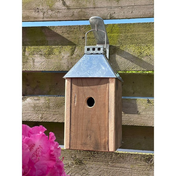 Galvaniseret Mini Birdy Sleep Fuglehus (genb træ) L17xB17xH33,5 cm