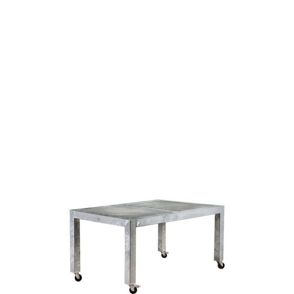 Galvaniseret Spisebord 2 Fliser (62,5 x 80 cm) m Hjul (Bordben: 10 x 10 cm) L155xB100,5xH74 cm