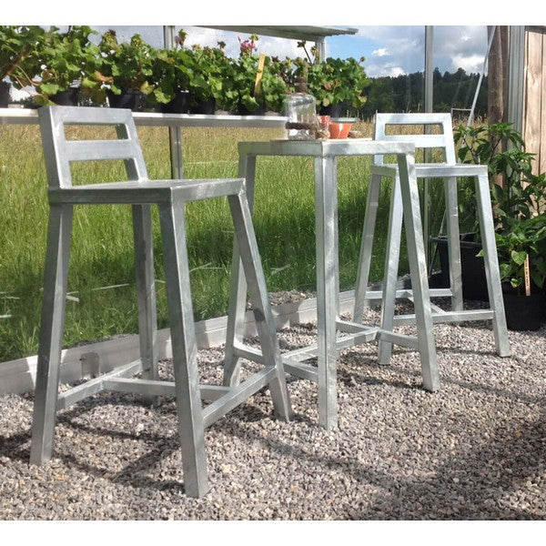 Galvaniseret Square Cafebord (sæt m/2 barstole) L50xB50xH80 cm