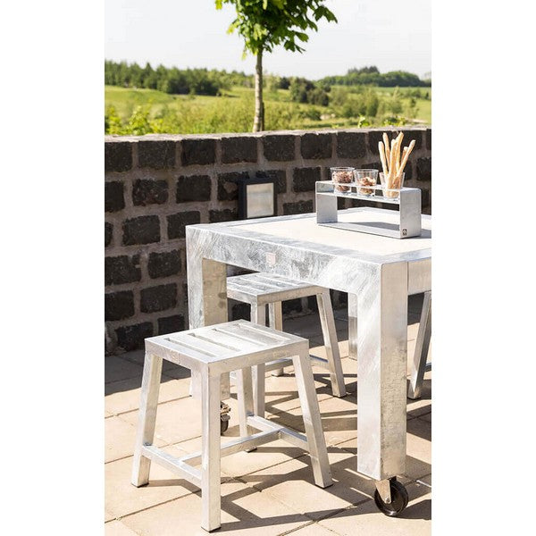 Galvaniseret Square Loungebord (sæt m/2 taburetter) L44xB44xH46 cm