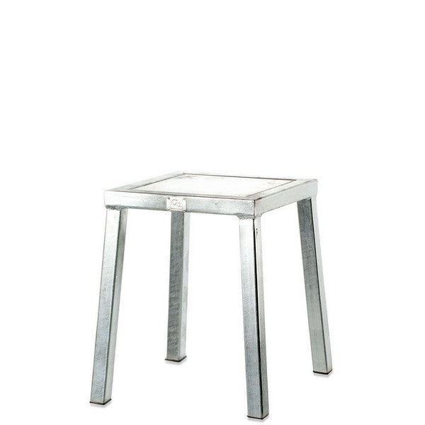 Galvaniseret Square Loungebord (sæt m/2 taburetter m rygl) L44xB44xH46 cm