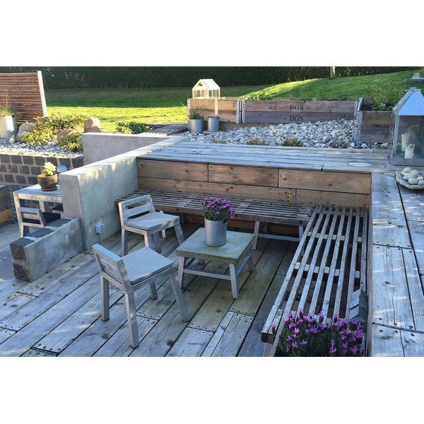 Galvaniseret Loungebord m betonflise L50xB50xH33 cm