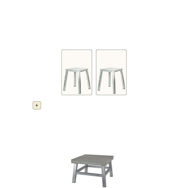 Galvaniseret Loungebord m betonflise (sæt m/2 taburetter) L50xB50xH33 cm