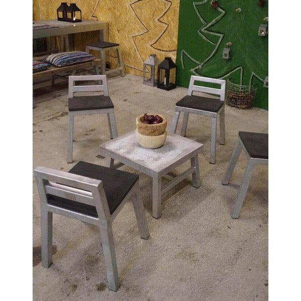 Galvaniseret Loungebord m betonflise (sæt m/2 taburetter m rygl) L50xB50xH33 cm