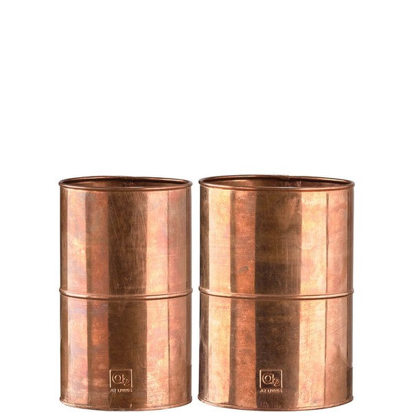 Kobber Vase (sæt m/2 stk/2 str) Ø12-14xH20 cm