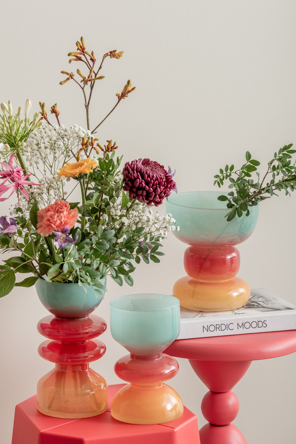 Present Time Vase Summer Vibes glas stor multifarve