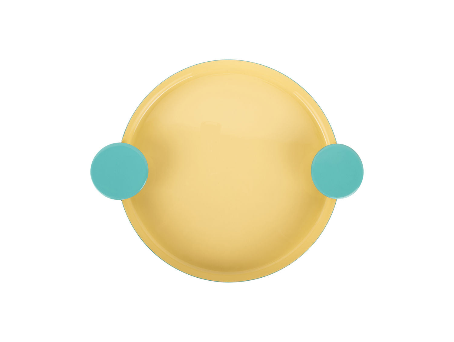 present time Tray Double Funky large soft yellow w. turquoise blue