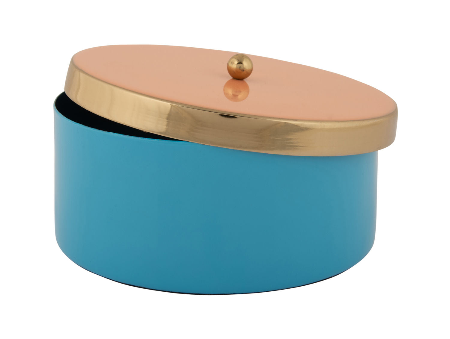 Present Time Opbevaringsboks Dobbelt Funky medium aqua blå m. fersken appelsin