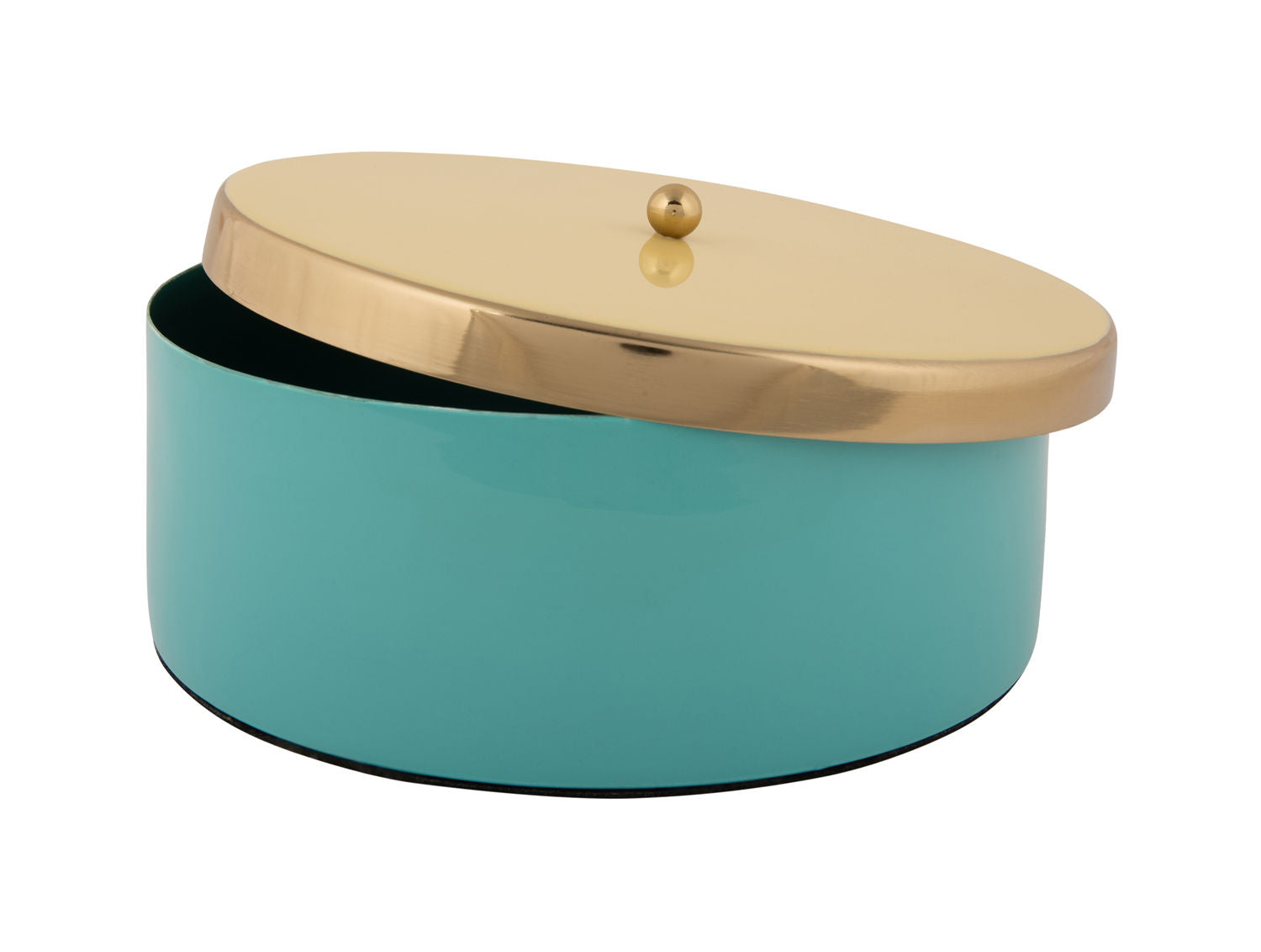 present time Storage box Double Funky large turquoise blue w. soft yellow