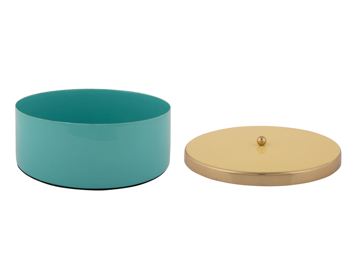 present time Storage box Double Funky large turquoise blue w. soft yellow