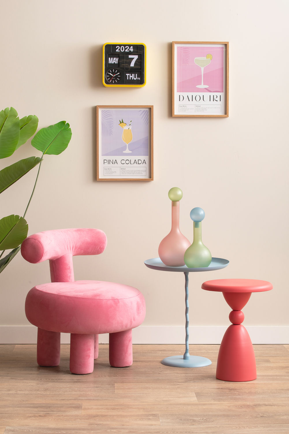 Present Time Vase Alegre Globo stor blød pink m. blød grøn