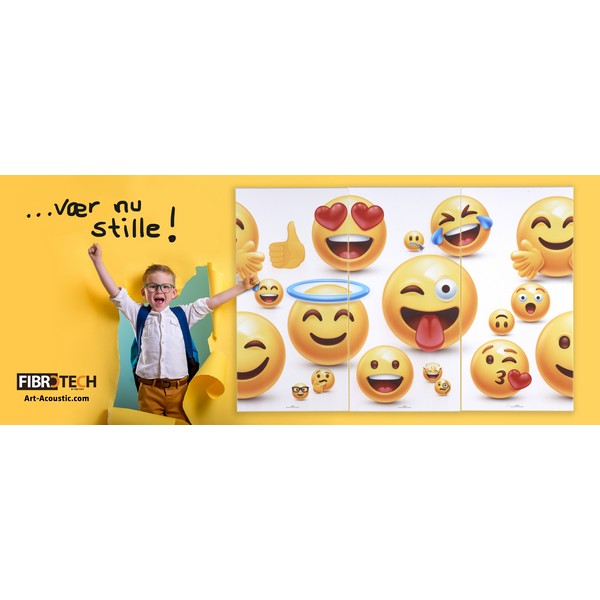 Akustikbillede polyester Emoji I hvid 9x600x1200 mm