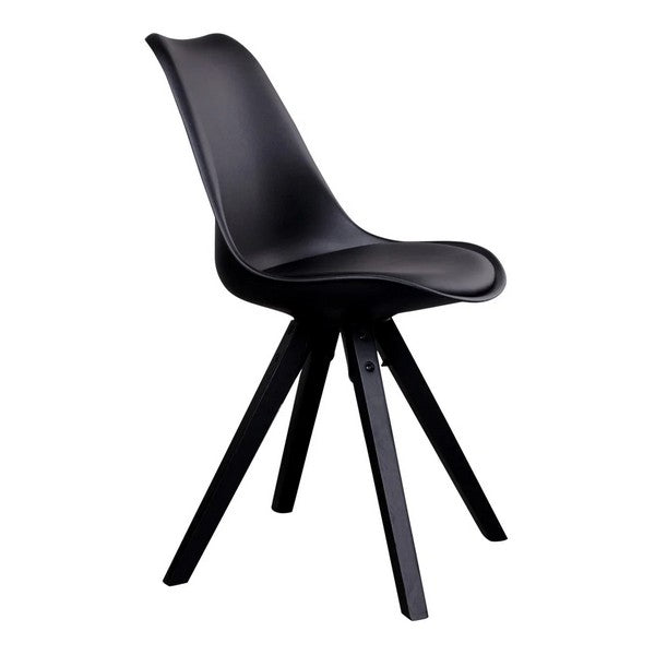 Bergen spisebordsstole sæt af 2 stole i sort med sorte træben 86x44x38 cm