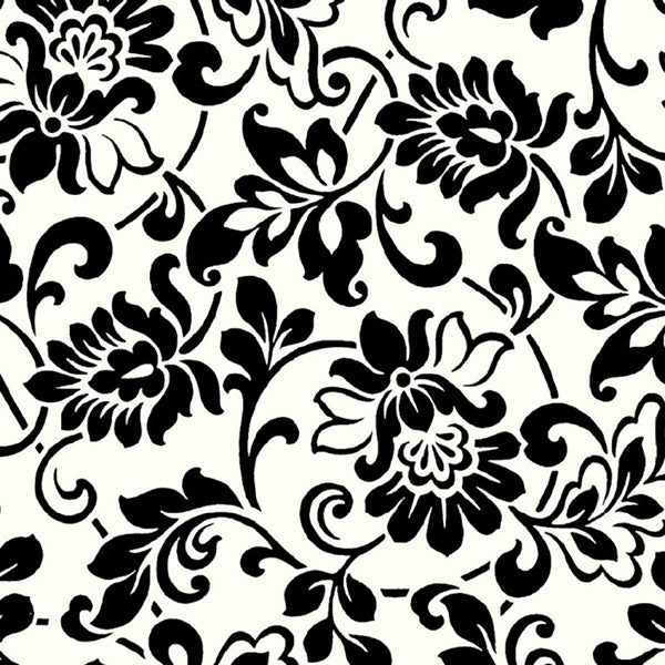 Selvklæbende folie sort/hvid blomst 45x200 cm