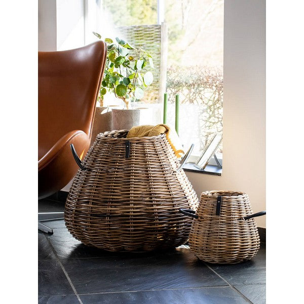 Mega pære rund Rattankurv - kubu - inkl. pose Ø43/70x60 cm