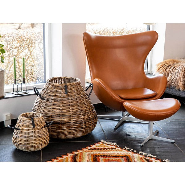 Mega pære rund Rattankurv - kubu - inkl. pose Ø43/70x60 cm
