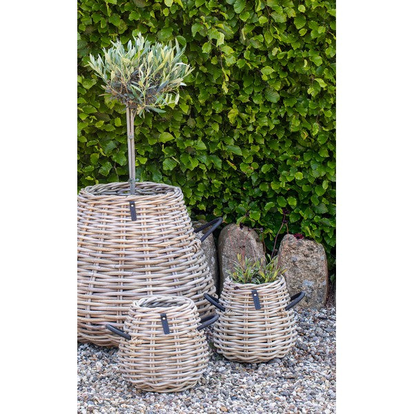 Mega pære rund Rattankurv - kubu - inkl. pose Ø43/70x60 cm