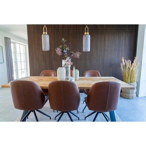 Bordeaux Spisebord egefiner med sildebensmønster, lige kant, forberedt til tillægsplader 95x200x75 cm