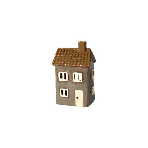 Speedtsberg keramik hus til fyrfadslys 9x7x15 cm mørk