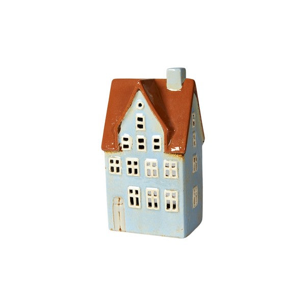 Speedtsberg keramik hus til fyrfadslys 11x8x20 cm Lyse blå