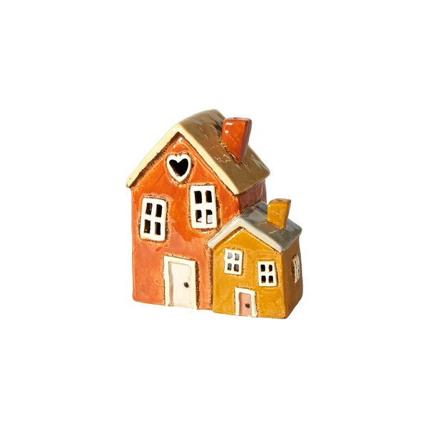 Speedtsberg keramik hus til fyrfadslys 14x9x15 cm Orange
