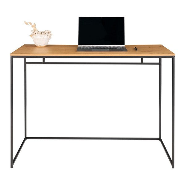 Vita skrivebord egetræslook med sort stel 100x45x75 cm