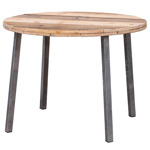 Rundt spisebord træ Ø100 cm m/4 galvaniserede ben
