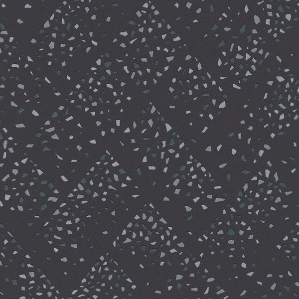 Tapet sort med terrazzo mønster i grå  0,53x10,05 meter